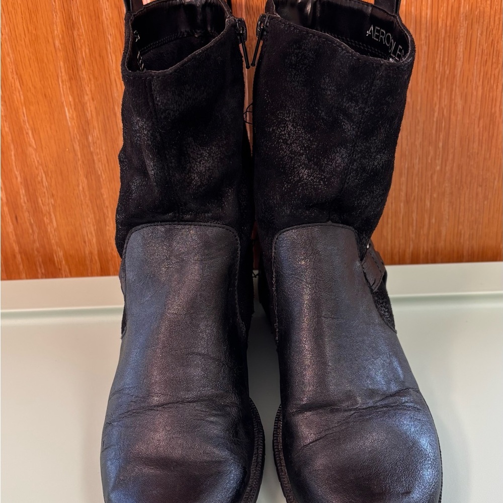 Aerosoles Outrider strap buckle Riding boots Black short booties shoes - Picture 4 of 12